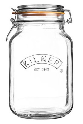 Kilner Clip Top Storage Jar, 1508.25 ml. Square, Glass, Clear 25500