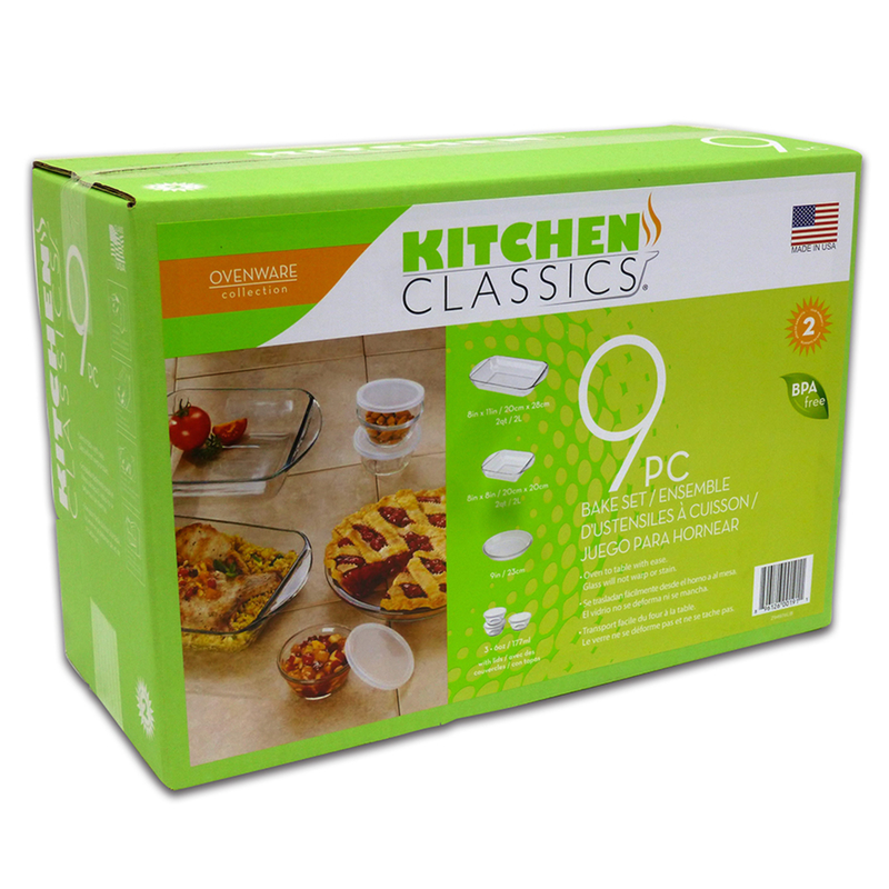 Kitchen Classics Ovenware Baking Set, 9 Pc Set, Clear Glass 195-94976LIB