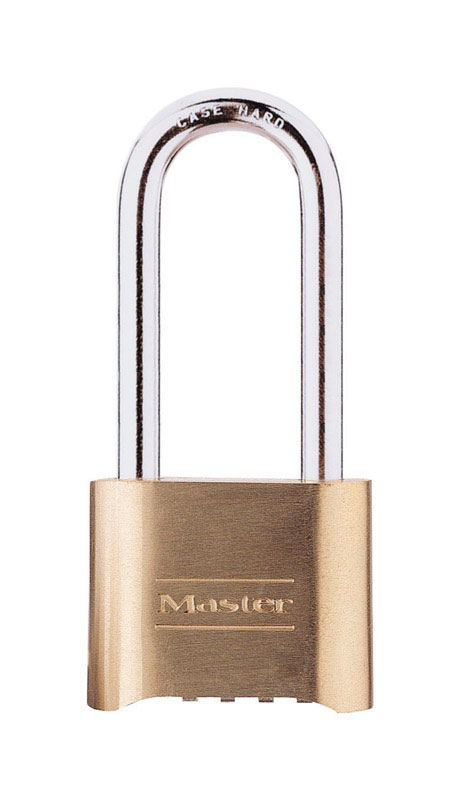 Master Lock Combination Padlock, 4-Digits, 2 inch Wide, 2.25 inch Shackle, Solid Brass, Includes Combination Change Key 175DLH