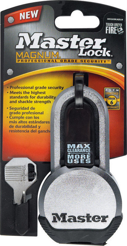 Master Lock Magnum Heavy Duty Padlock, 51 mm Shackle Height, 24 mm Shackle Width, Solid Steel, Keyed Alike, Steel Ball Bearing, Weather Resistant M930XKADLH