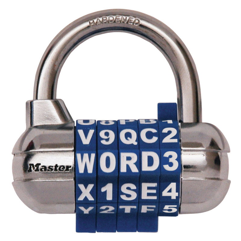Master Lock Word Combination Padlock, 25+ Million Words, Hardened Steel Shackle, Assorted Colors 1534D