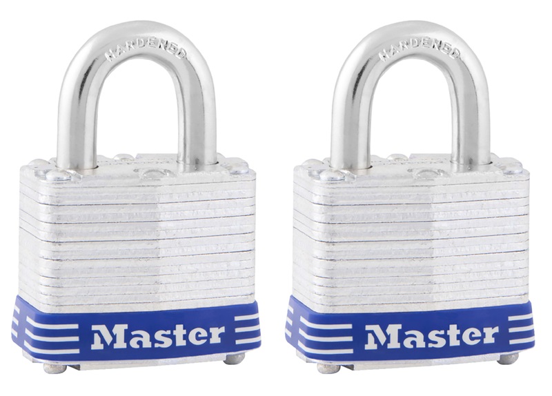Master Lock Laminated Padlock, Double Locking, Pack of 2, Keyed Alike, Steel 3T