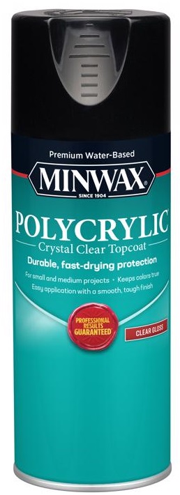Minwax Polycrylic Crystal Clear Topcoat, 340 ml. Premium Water-Bases Polyurethane, Clear Gloss 35555000