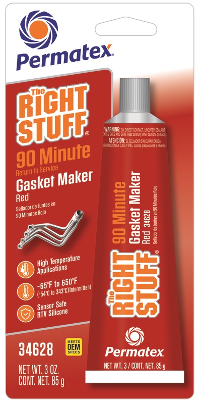 Permatex High Temperature Gasket Maker, 88 ml. -54 Deg To 343 Deg, Sensor Safe, Red 34600