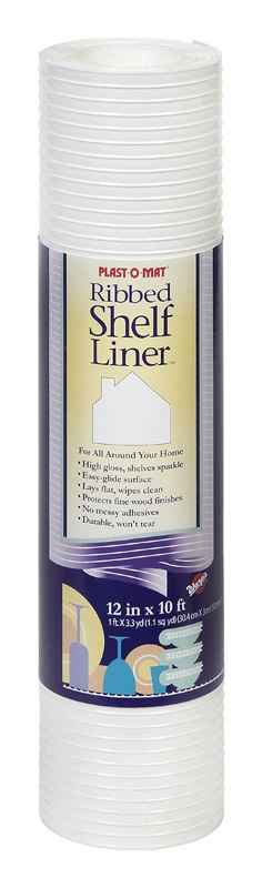 Plast-O-Mat Ribbed Shelf Liner, 12 inch x 3.05 m, Non-Adhesive, White SPM-110W
