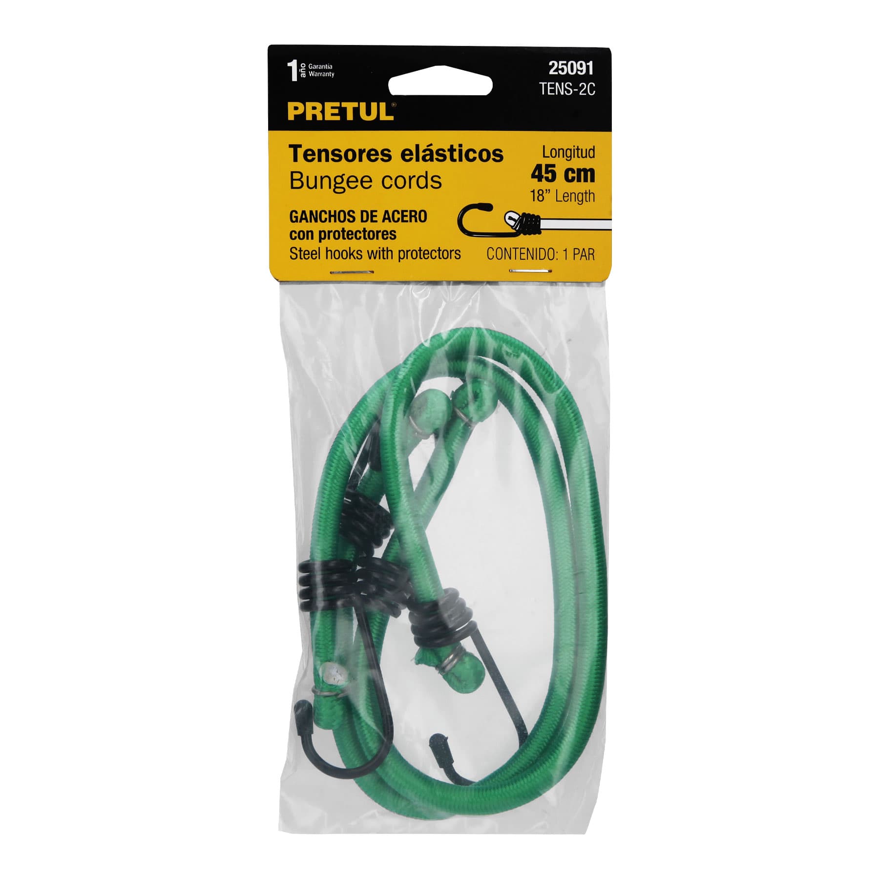 pretul Pretul Bungee Cords Length Pack 2 Polypropylene Steel Hooks With Protectors 25091 18 inch size: 18inch