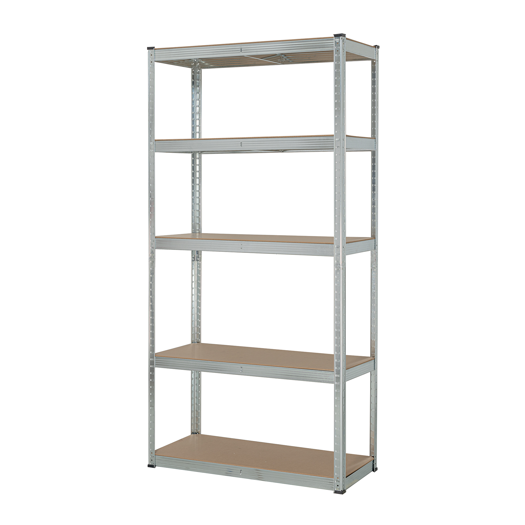 Pretul Metal Storage Unit 5 Shelves, 180 Cm x 90 Cm x 40 Cm, 175 Kg Shelf, 35 Kg Shelf, 170.10 kg Total Load Capacity, 34.02 kg Per Shelf Evenly Distributed Weight, 4 mm Thickness of Shelves, Metal Structure, Corrosion-Resistant Galvanized Finish, Silver, MDF S 29022