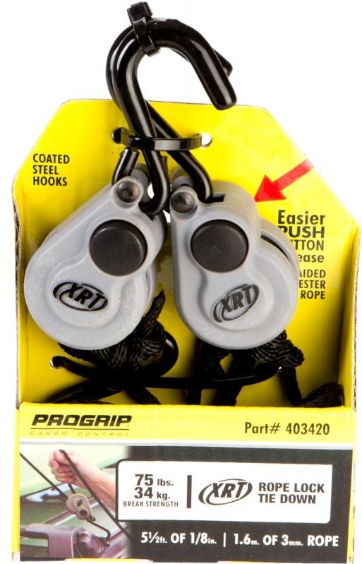 Pro Grip Nylon Locking Particle Rope Lock Tie Down 5-1/0.61 m. L 75 Vinyl Coated Hooks Black 403420