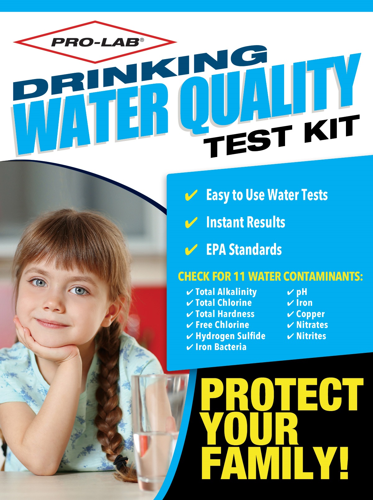 Pro-Lab Drinking Water Test Kit, 10 Water Quality Tests, Meets EPA Standards WQ105