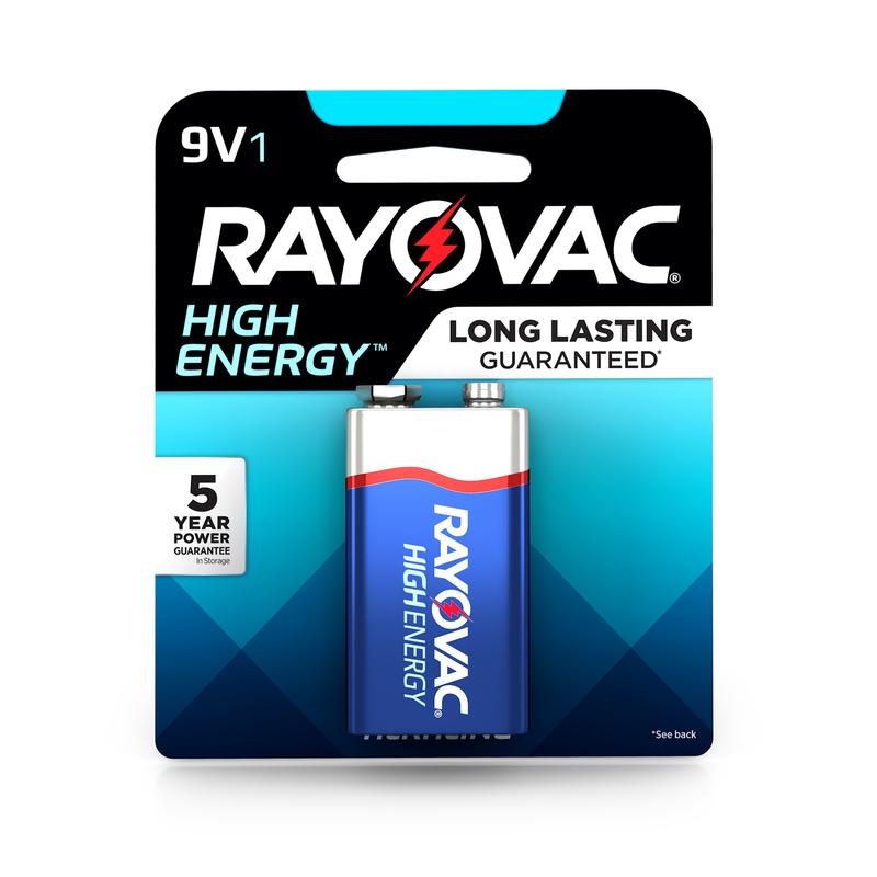 Rayovac High Energy 9-Volt Alkaline Batteries Carded, 1 pk A1604-1K