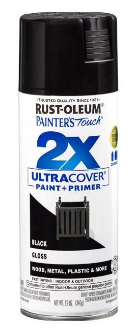 Rust-Oleum Painters Touch 2X Ultra Cover Spray Paint + Primer, 354 ml. Black Gloss 334000