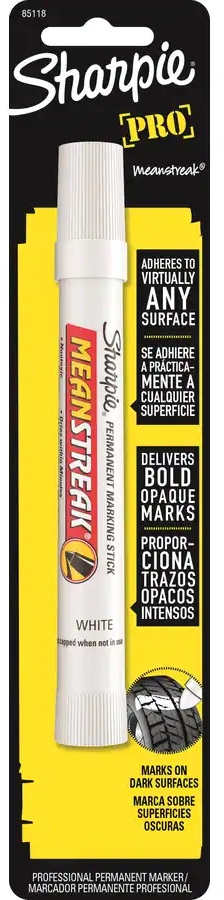 Sharpie Mean Streak Permanent Marking Stick, Bold Tip, Twist Bottom, White 85118