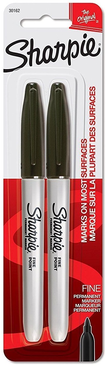 Sharpie Permanent Marker, Fine Point, Pack of 2, Black 30162