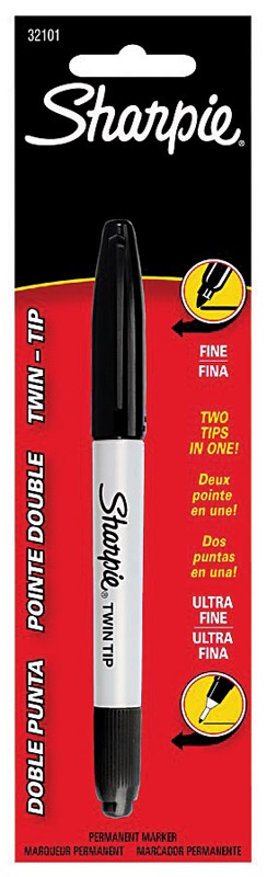 Sharpie Twin Tip Permanent Marker, Fine & Ultra Fine Tip, Black Color 32101
