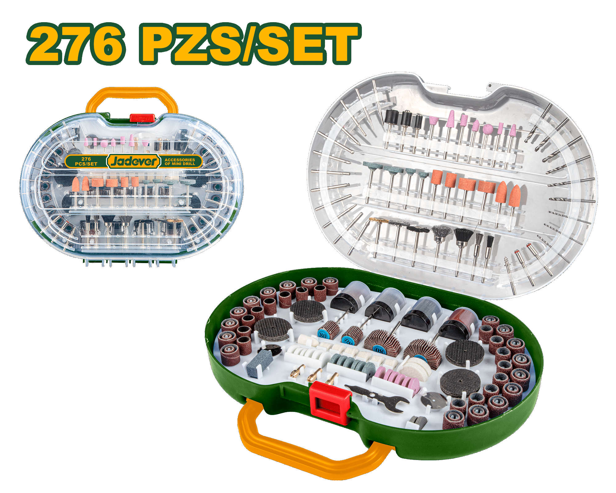 Jadever 276-piece accessory kit for mini drills and grinders with grinding and polishing attachments JDRR2761