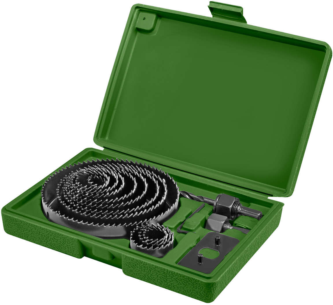 Jadever 16-piece carbon steel hole saw set for cutting holes in wood, PVC, plastic, and soft materials JDKJ4416