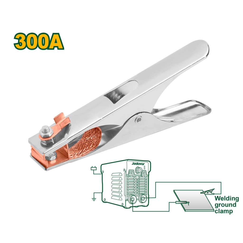 Jadever Welding ground clamp with copper jaws, 300A rated current, 60mm jaw opening JDEH9A03