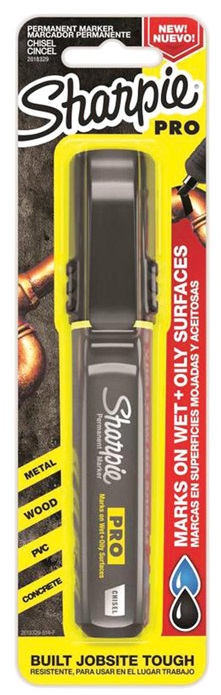 Sharpie Pro Permanent Marker, Chisel Tip, Black, Marks on Wet & Oily Surfaces 2018329