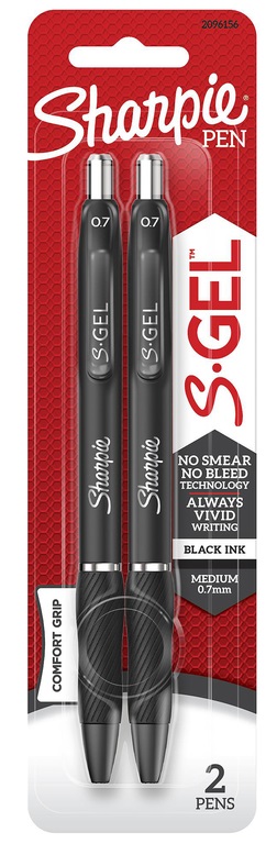 Sharpie S-Gel Pen, 0.7mm, Pack of 2, Black Ink, Comfort Grip 2096156