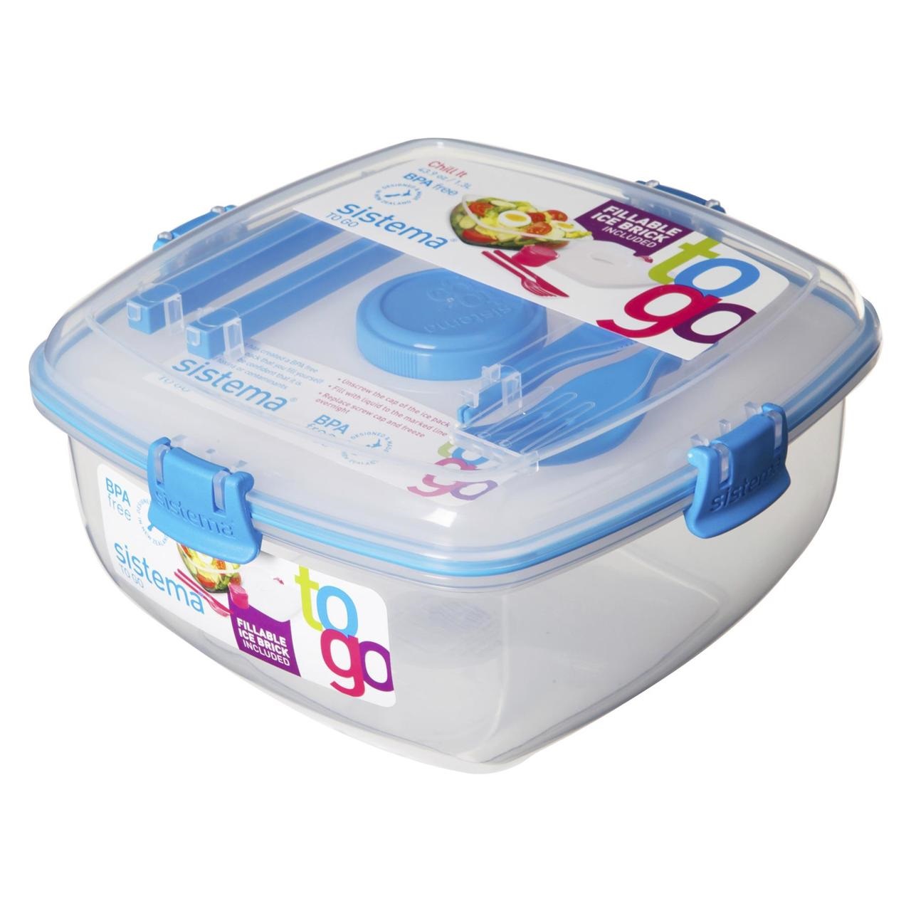 Sistema Chill It Food Container, 1.63 Ltrs, BPA Free, Clear/Assorted Colors 21400