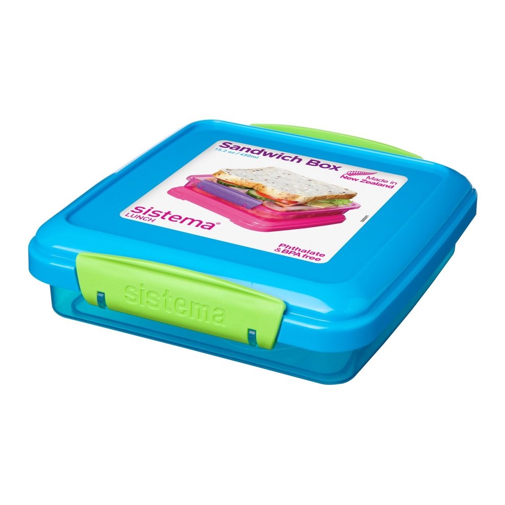 Sistema Lunch Sandwich Box, 450 ml, Assorted Colors 31646