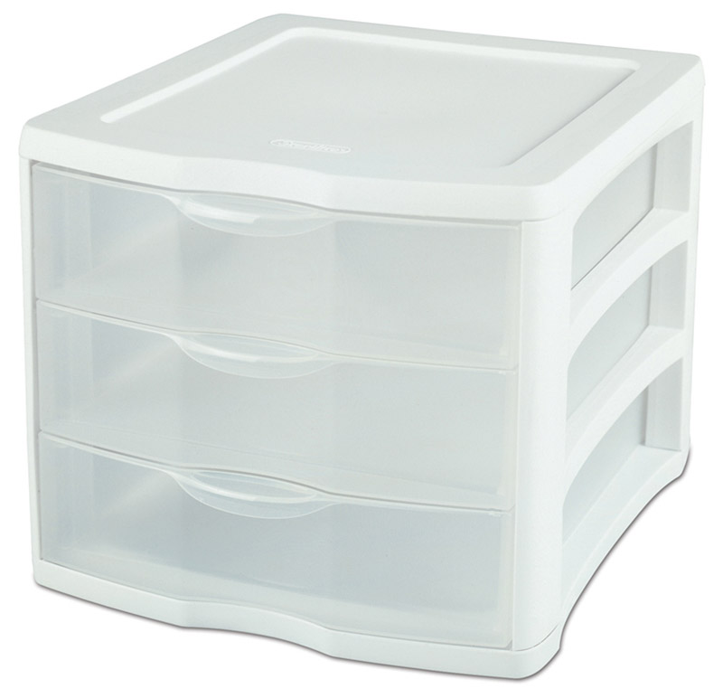 Sterilite Drawer Organizer, 9.625 inchH x 11 inchW x 13.5 inchD, Polypropylene, White, Stackable 17918004