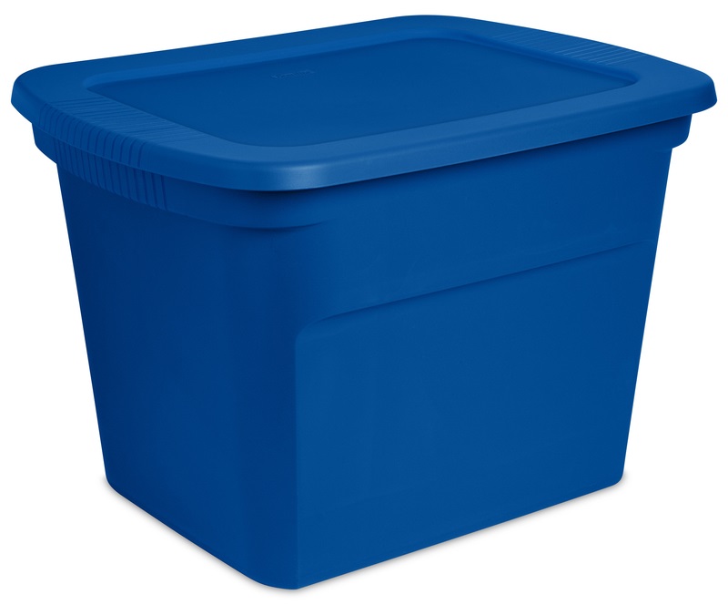 Sterilite Storage Tote with Lid, 70 L, 60 x 47 x 41 cm H, Stackable, Polypropylene, Blue 17317408