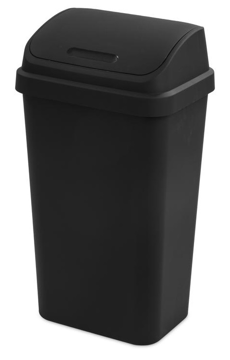 Sterilite Swingtop Trash Can, 13 Gallons, Polypropylene, Black 10899004
