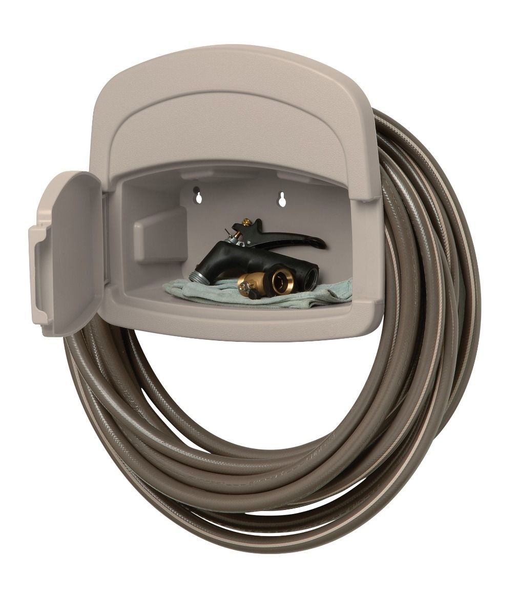 Suncast Hose Hangout Hose Holder, 45 m Capacity, Wall Mount, Resin, Light Taupe Color DHH150