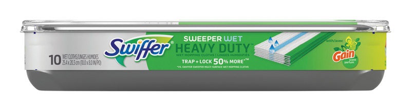 Swiffer Sweeper Wet Cloths, Pack of 10 Pads, 25.4 x 20.3 cm, Heavy Duty, White 76471