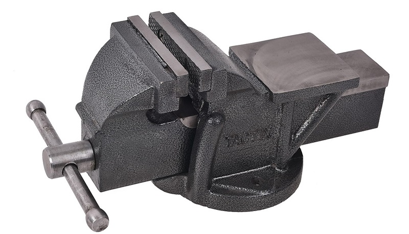 Tactix Heavy Duty Bench Vise with Fixed Base, 8 inch, Polished Anvil 216058