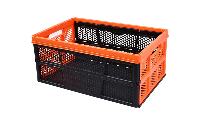 Tactix Collapsible Basket, 32 Ltrs, 50.5 W x 33.5 D x 22 H cm, Plastic, Black/Orange 320232