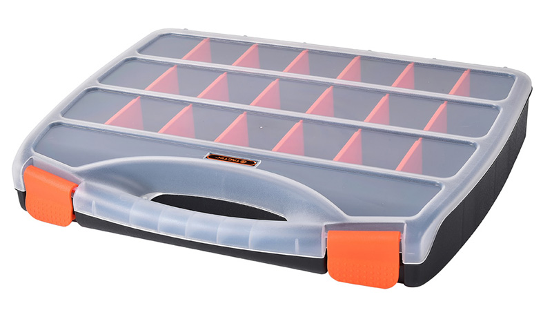 Tactix 15 inch Tools Organizer, 21-Compartments, 38 W x 31 D x 6 H cm, Removable Dividers, Plastic 320001