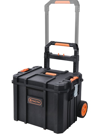 Tactix Modular Tool Box With Wheels & Telescopic Handle, 56.2 W x 37.4 D x 41.2 H cm, Plastic, Black 320365