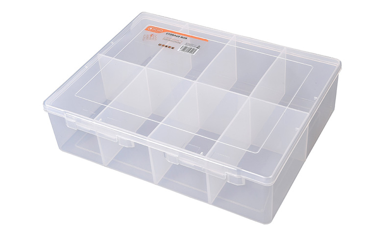 Tactix 8-Compartments Storage Box, 35 W x 27 D x 9.5 H cm, Plastic, Clear 320030