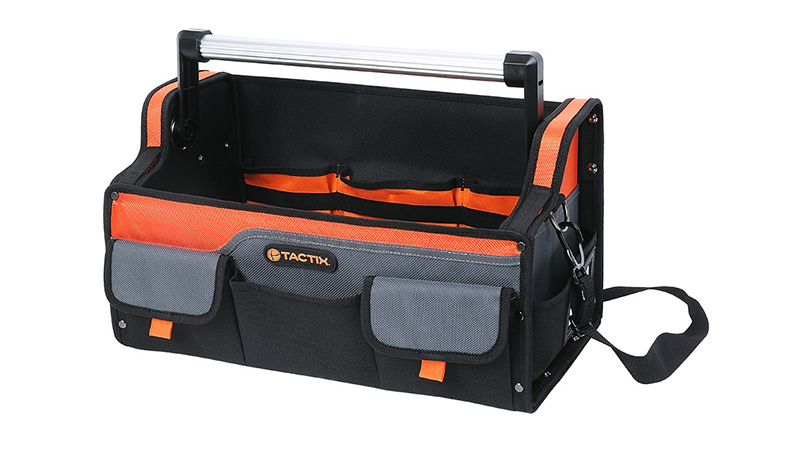 Tactix 18 inch Open Tool Bag, 47 W x 24.5 D x 27 H cm, Black/Orange 323163
