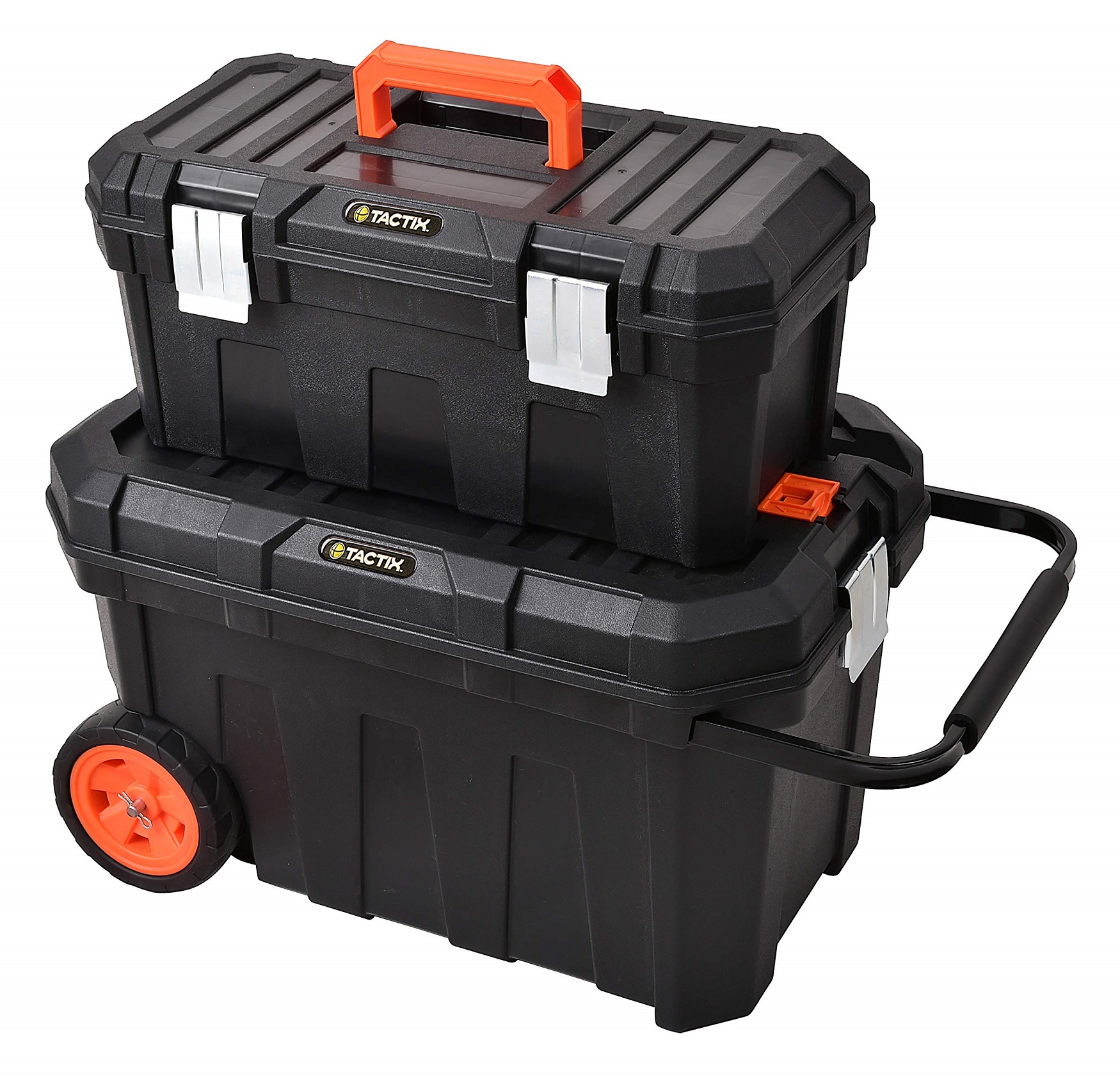 Tactix 2-in-1 Tool Box with Wheels, 50.8 x 26 x 23 cm, Plastic, Black 320310