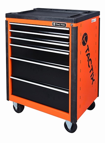 Tactix 6-Drawer Tool Cabinet, 66 x 48 x 93 cm H, Caster Wheel Capacity 317.51 kg. Steel 326000