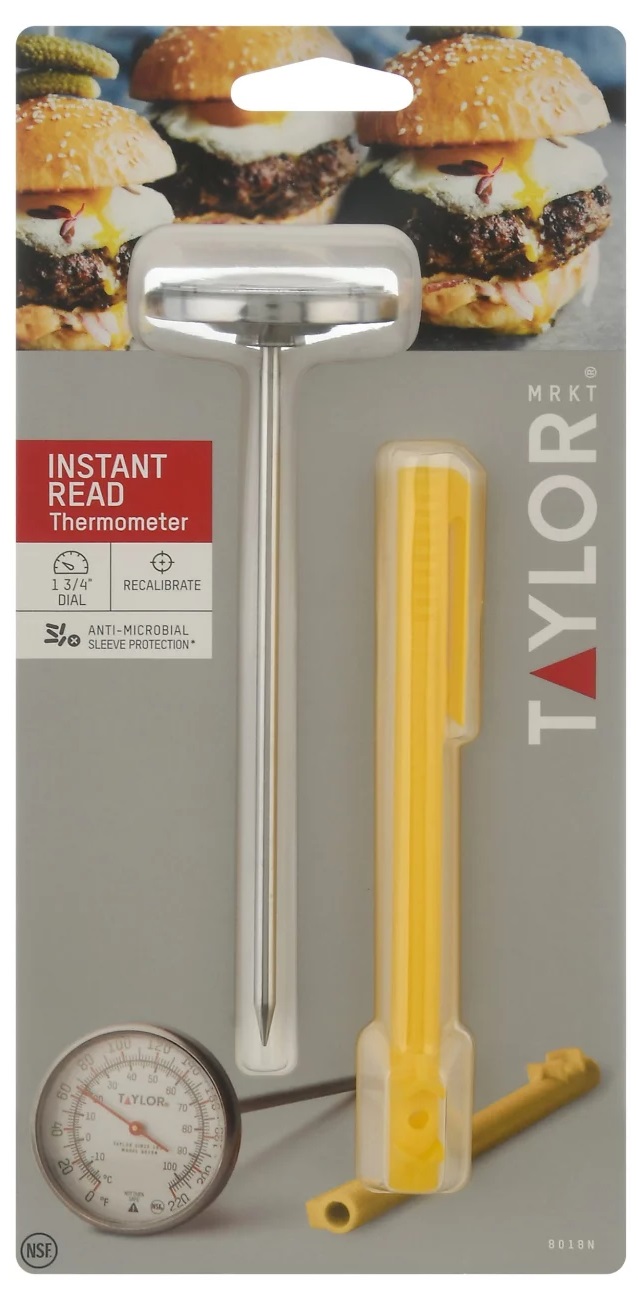 Taylor Instant Read Thermometer, Analog, -17 to 100 Degree Celsius, 1.75 inch Dial, Fahrenheit/Celsius 8018N