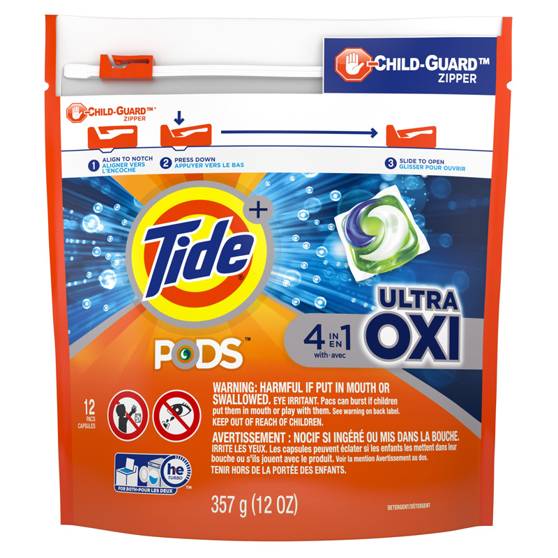 Tide Ultra Oxi Laundry Detergent Pods, 354 ml. Pack of 12, Original Scent 75100