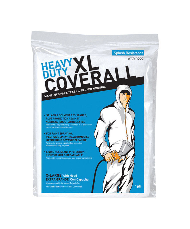 Trimaco Heavy Duty Hooded Coveralls, XL, Polyolefin, White 09961/6
