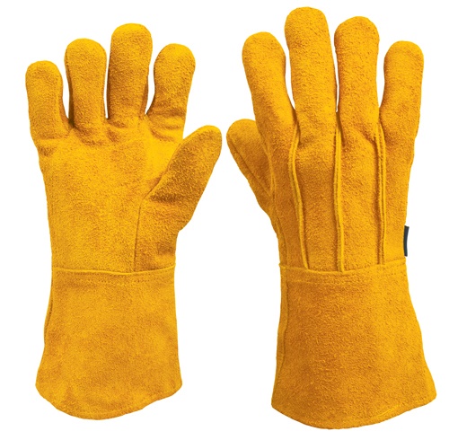 Truper Heavy Duty Leather Gloves, Large, Long Wrist Design 14242