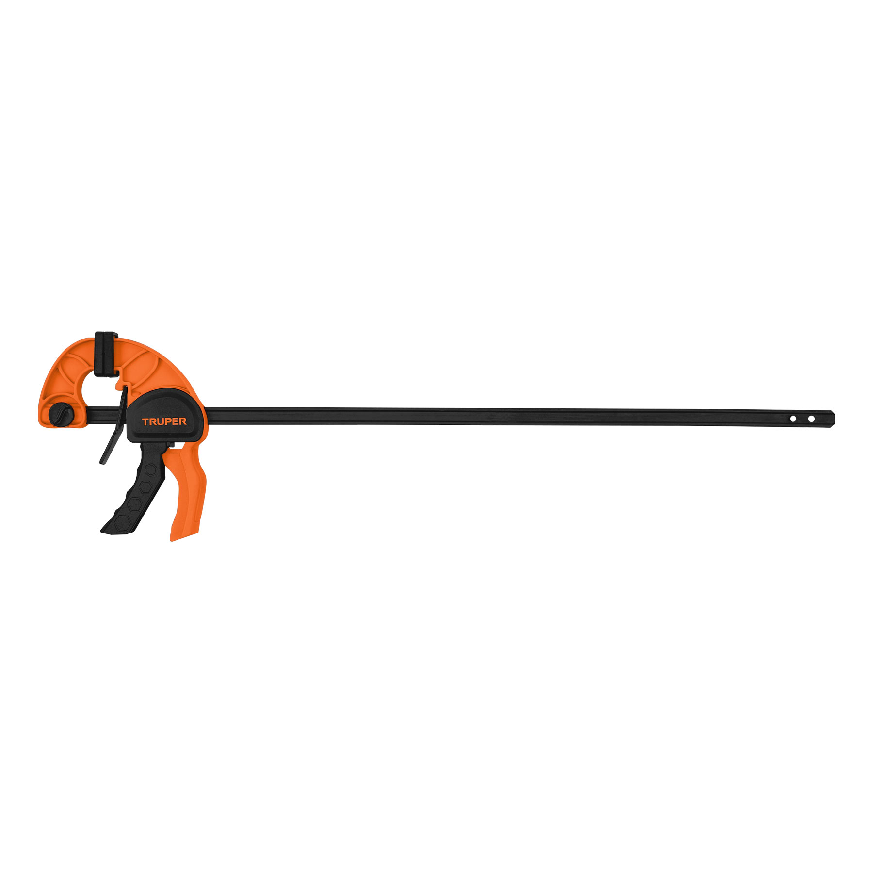 Truper Bar Clamp, 18 inch, Capacity 75 KG, Quick Release Levers, Nylon Body, Steel Bar, Depth 2.25 inch 102625