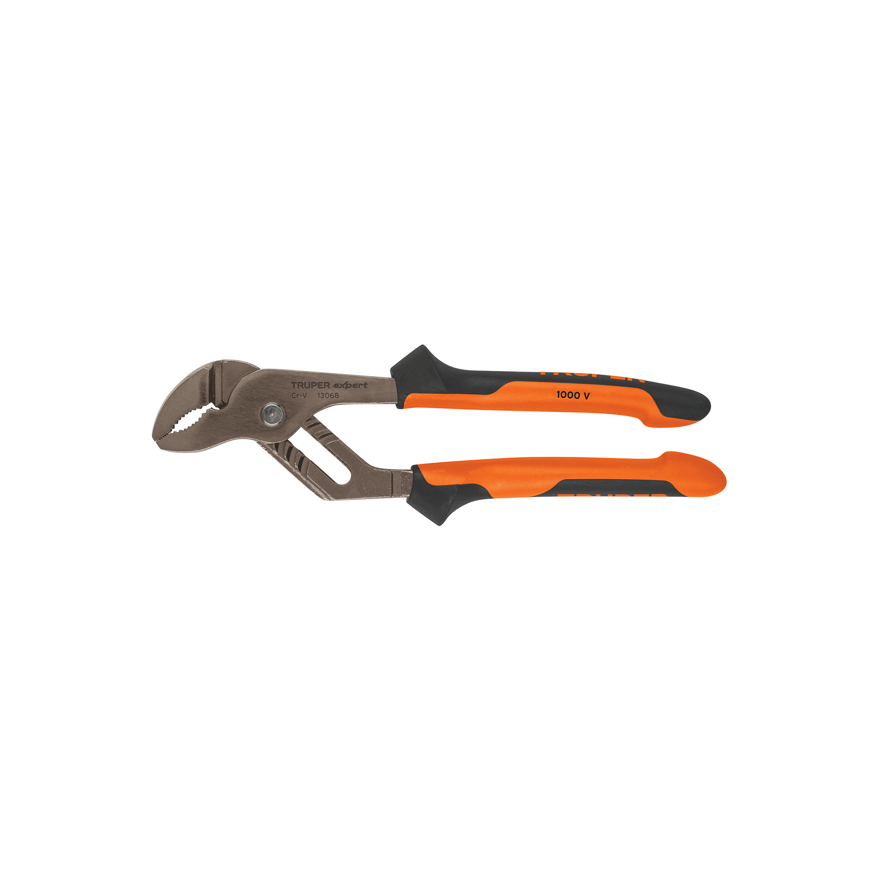Truper Expert Groove Joint Pliers, 10 inch Length, Insulated up to 1,000 Volts of AC, Chrome Vanadium Steel, Comfort Grip Handle, Black/Orange, Gray , Nickel-Plated Finish, Jaw Capacity, Parallel Jaws that Allow a Better Grip in Any Position 13068