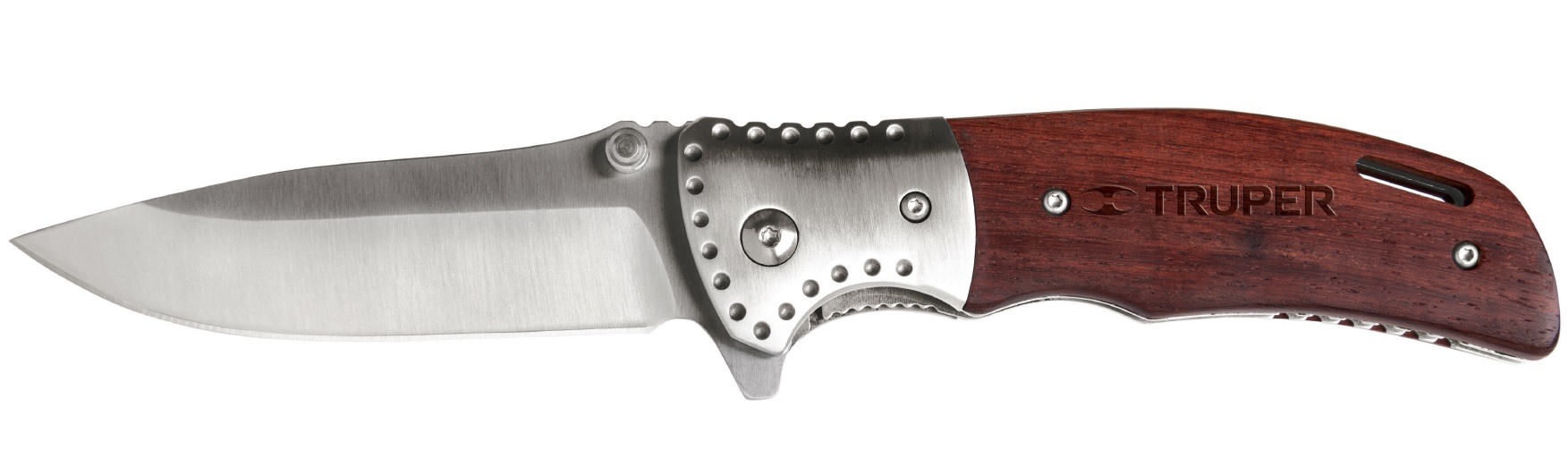 Truper Folding Knife, 5 inch, Stainless Steel Blades, Wood Handle 17023