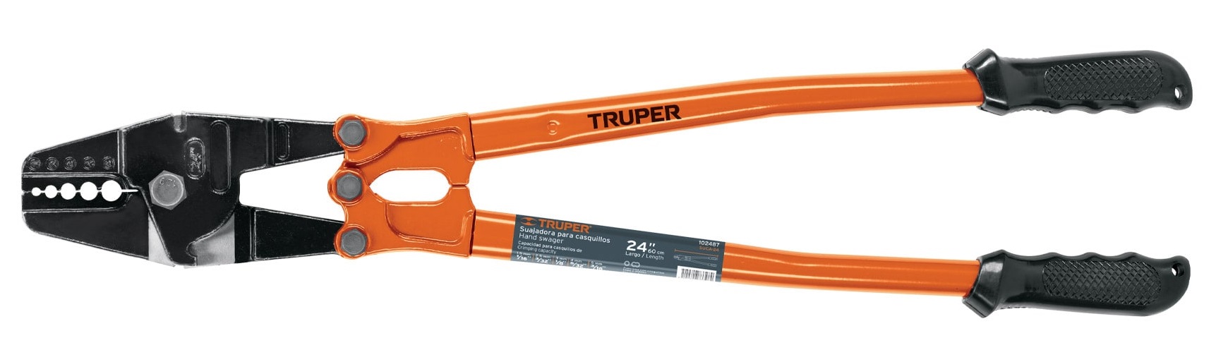Truper Hand Swager, 24 inch, For Crimping Aluminum Ferrules On Steel Wire Ropes, Capacity 1.5, 2.5, 3, 4 & 5 mm 102000