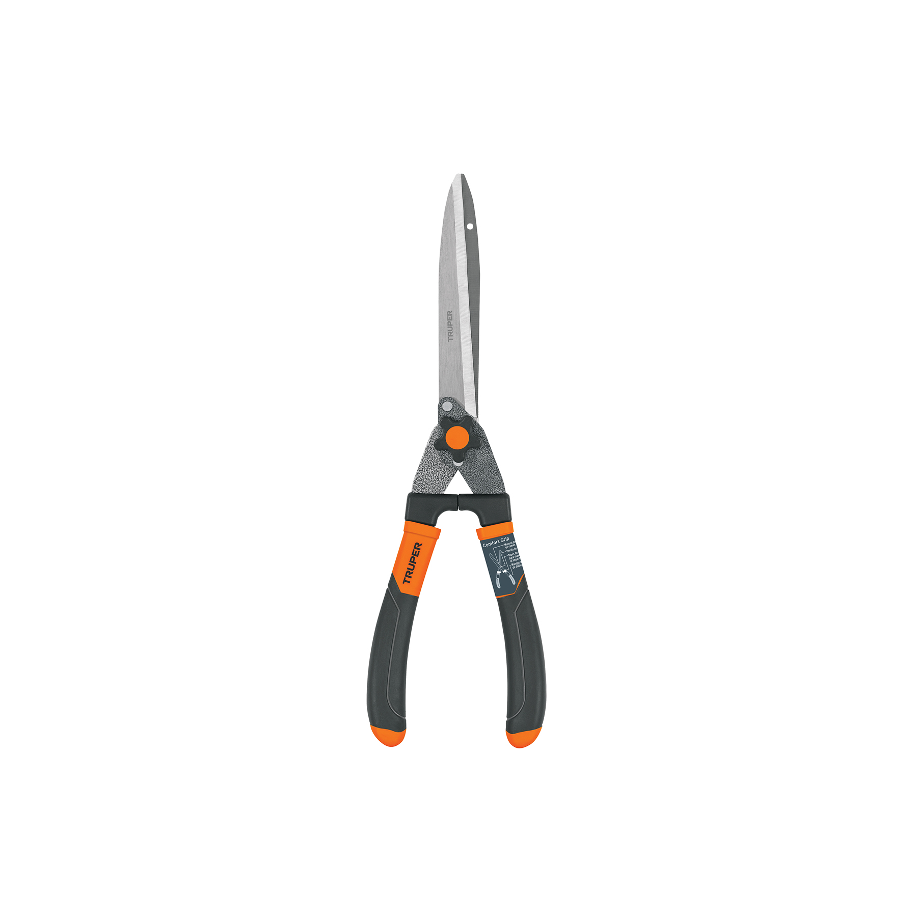Truper Pruning Shears, 49 Cm Total Length x 4 MM Thickness x 22 Cm Handle Length x 21 Cm Blade Length, Carbon Steel Blades, Comfort Grip, Black/Orange, Silver, High-Impact Polymer Handles, Adjustment Knob 18473