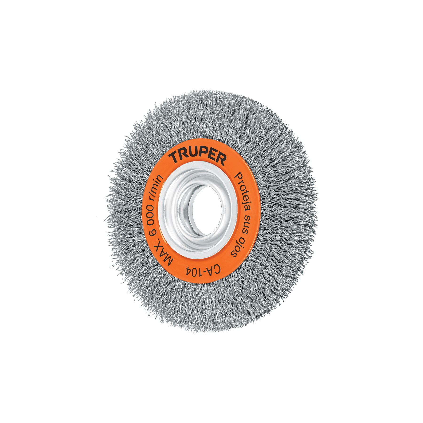 Truper Wire Wheel Brush, 3/4 inch x 6 inch, 0.35 mm Calibre Size, 6000 r/min, Crimped Wire, Includes Adapters 11520