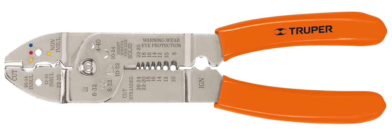 Truper Wire Stripper, 9 inch, 26 AWG - 10 AWG, 4 Crimping Claps 17353