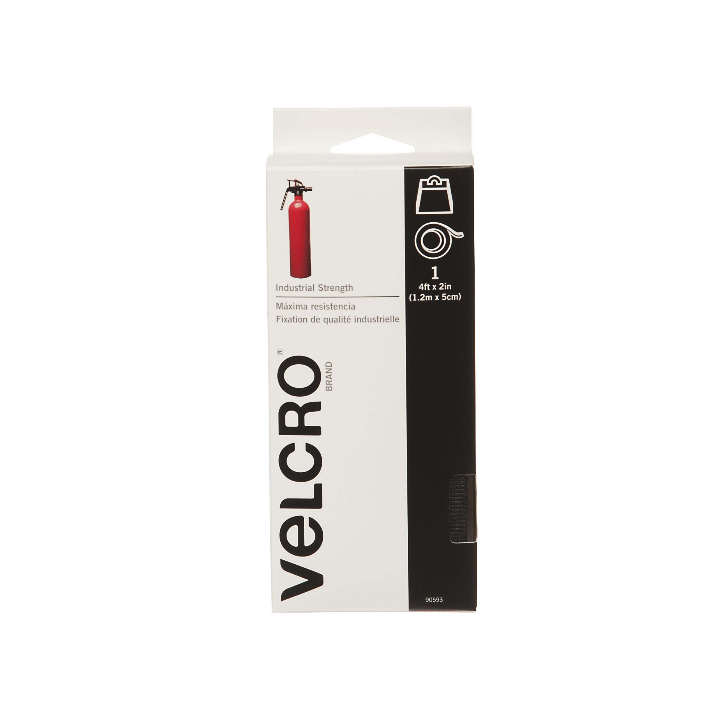 Velcro Industrial Strength Self Adhesive, 4' x 2 inch, Black 90600